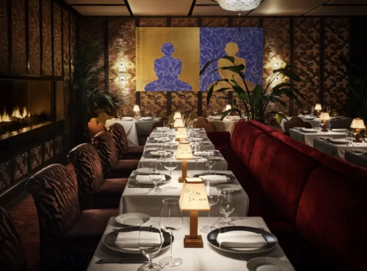 The private dining room, set before the evening
